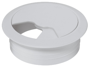 Przelotka kablowa, 71 mm, Tworzywo sztuczne, z obrotowym segmentem w pokrywie, białe aluminium, RAL 9006, średnica otworu: 60 mm Häfele 42896902