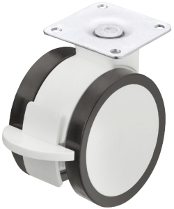 Kółko meblowe, kółko skrętne, tworzywo sztuczne, z płytką, udźwig: 25 kg z blokadą, średnica kółka: 50 mm  HÄFELE 66023631