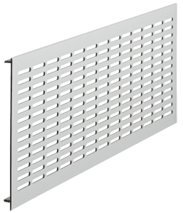 Kratka wentylacyjna, prostokątna, aluminium, z wypustem harpunowym, ze szczelinami 480 x 150 mm, eloksalowany na srebrno E6/EV1 HÄFELE  57509921