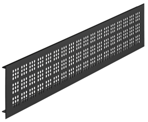 Kratka wentylacyjna, prostokątna, ze żłobkowanymi wypustkami kanciasty, kwadratowy, z otworami, czarna RAL 9005, wymiary (dł. x szer.): 500 x 100 mm HÄFELE 57527334