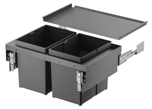 Pojemnik na odpady, Häfele Utensio WB10 Plus, montaż za frontami, do przykręcenia do ścianki bocznej, 2 x 29 litrów, do szafki o szerokości 600 mm HÄFELE 50191011