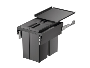 Pojemnik na odpady, Häfele Utensio WB10 Plus, montaż za frontami, do przykręcenia do ścianki bocznej, 2 x 8 litrów, 1 x 29 litrów, do szafek o szerokości 450 mm HÄFELE 50191003