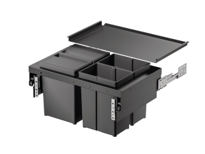 Pojemnik na odpady, Häfele Utensio WB10 Plus, montaż za frontami, do przykręcenia do ścianki bocznej, 1 x 17 litrów, 2 x 8 litrów, do szafek o szerokości 600 mm HÄFELE 50191014