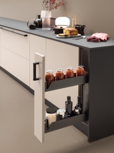 Wysuwka do szafki dolnej, Häfele Utensio ST10 Plus Slim Base, półka antracytowa, do szafki o szerokości 150 mm HÄFELE 54900000