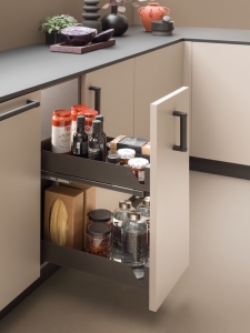 Wysuwka do szafki dolnej, Häfele Utensio ST10 Plus Larder Base, półka antracytowa/dębowa, do szafki o szerokości 300 mm HÄFELE 54900007