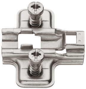  Prowadnik krzyżakowy, Häfele Metalla, z regulacją na otworach, na wkręty Euro do zawiasów Häfele Metalla Clip i Mini Clip z hamulcem, dystans: 4 mm  Häfele 31598534