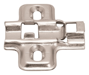Prowadnik krzyżakowy, Häfele Metalla, z regulacją na otworach, na wkręty do płyt wiórowych do zawiasów Häfele Metalla Clip i Mini Clip z hamulcem, dystans: 2 mm  Häfele 31598522