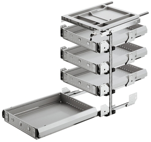 Zestaw wyposażenia, z 4 szufladami organizacyjnymi, Häfele Variant-C szerokość zabudowy w świetle 392 mm, system 32, białe aluminium RAL 9006, HE: 10, głębokość zabudowy w świetle: 530 mm  Häfele 42948417