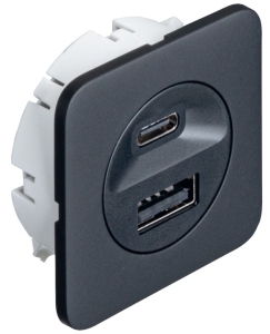 Ładowarka USB, Häfele Loox5, 24 V, gniazda ładujące USB-A i USB-C, kolor CZARNY HÄFELE Loox5 83373809
