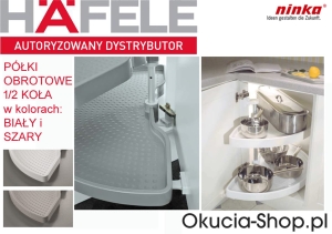 Półka narożna NINKA ECO 1/2 koła do szafki 800mm BIAŁA HÄFELE 54152700