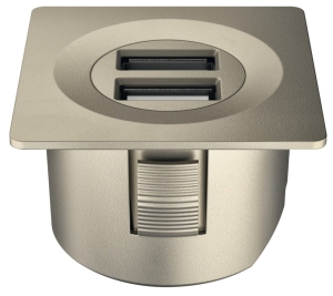 Podwójne gniazdo USB do podłączenia GSM max15W/5V KWADRATOWA k NIKIEL SATYNA HÄFELE 83373756